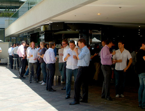 Lunchtime pints at a bar in the Sydney sunshine