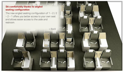 Swiss A333 business class cabin layout