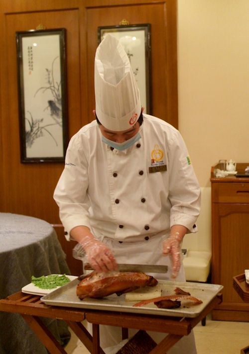 Carving the Peking duck