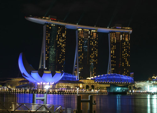 Marina Bay Sands Hotel & Casino, Singapore, at night
