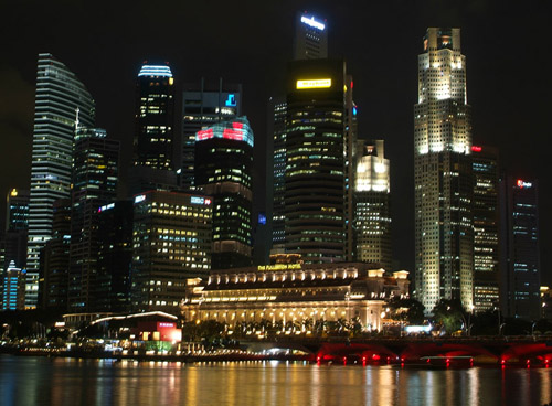 Singapore CBD skyline at night