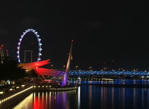 Singapore Flyer at night